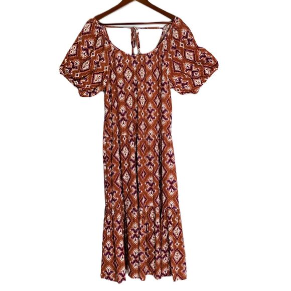 Knox Rose Dresses & Skirts - Knox Rose Dress Women Large Cognac Maxi Tier Paisley Prairie Boho Cottage NWT